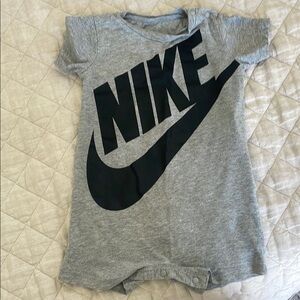 Nike Gray and Black Bodysuit with Bold Swoosh